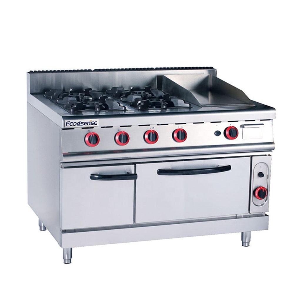 4-burner gas range & griddle with gas oven machines equipment