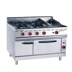 4-burner gas range & griddle with gas oven machines equipment