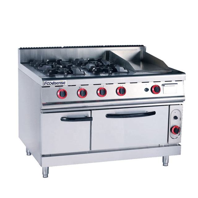 4-burner gas range & griddle with gas oven machines equipment