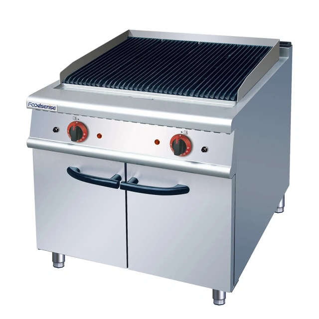 Table Counter Top Vertical BBQ Electric Lava Rock Grill with Cabinet