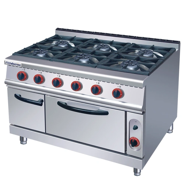 4-burner gas range & griddle with gas oven machines equipment