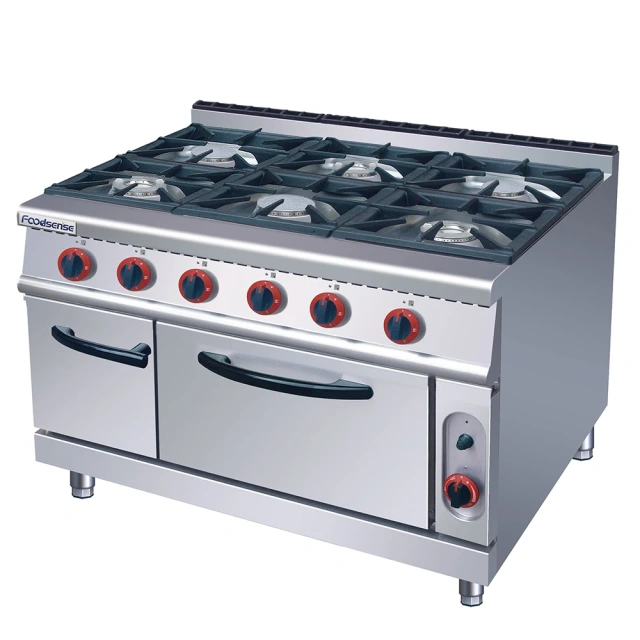 4-burner gas range & griddle with gas oven machines equipment