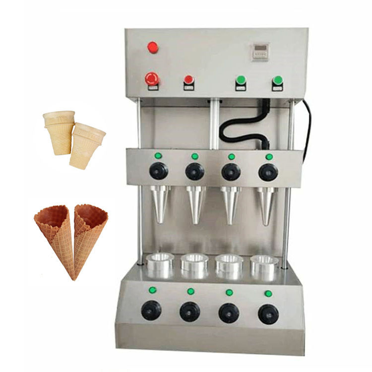 4 head Ice Cream Corn Maker Waffle Cone Crisp Rolling Making Machine