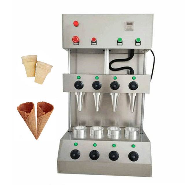 4 head Ice Cream Corn Maker Waffle Cone Crisp Rolling Making Machine