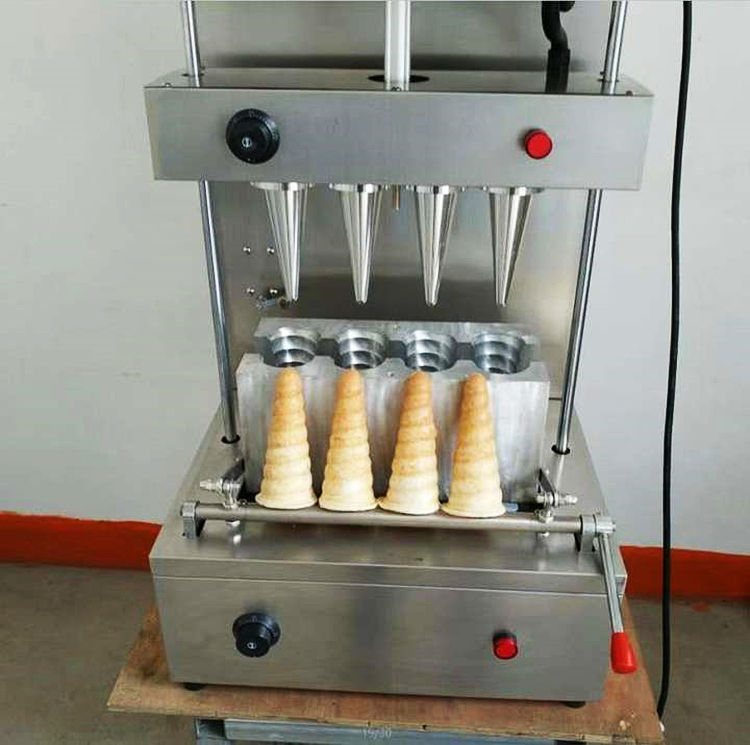 4 head Ice Cream Corn Maker Waffle Cone Crisp Rolling Making Machine