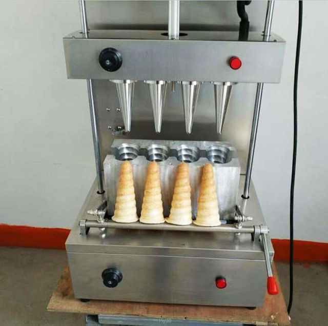 4 head Ice Cream Corn Maker Waffle Cone Crisp Rolling Making Machine