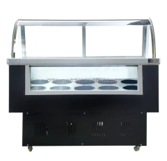 Round Barrel/Square Pan Ice Cream Display Showcase Transparent Glass