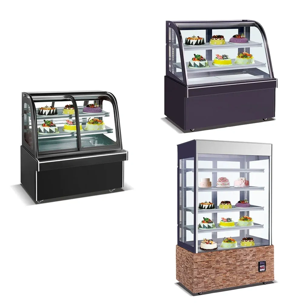 cake display counter baker showcase fridge Tempered glass door