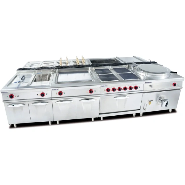 Commercial cooker with cabinet combination oven standing stone.