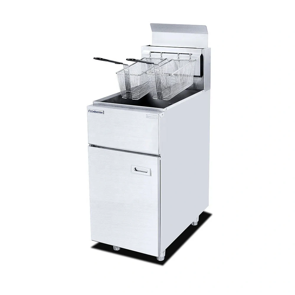 1-Tank 2-Basket Gas Fryer Kitchen Equipment Fry Chip Chicken Snack