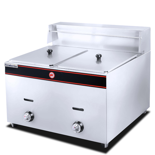 2-Tank 2-Basket Gas Fryer Kitchen Equipment Fry Chip Chicken