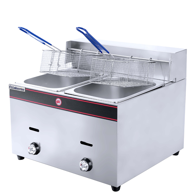 2-Tank 2-Basket Gas Fryer Kitchen Equipment Fry Chip Chicken