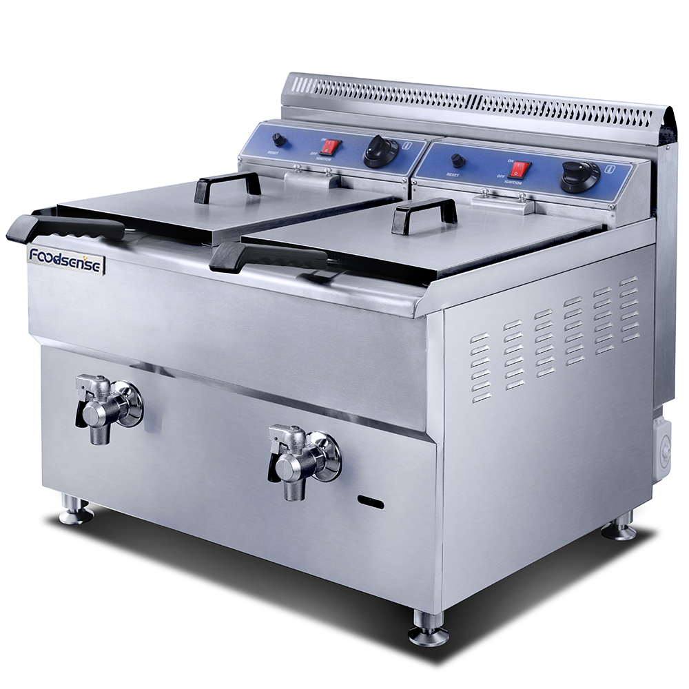 2-Tank 2-Basket Gas Fryer Kitchen Equipment Fry Chip Chicken Snack
