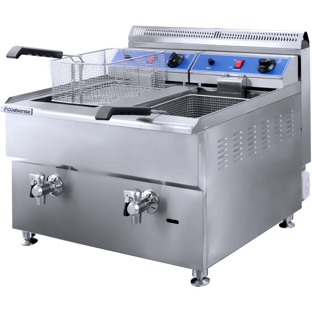 2-Tank 2-Basket Gas Fryer Kitchen Equipment Fry Chip Chicken Snack