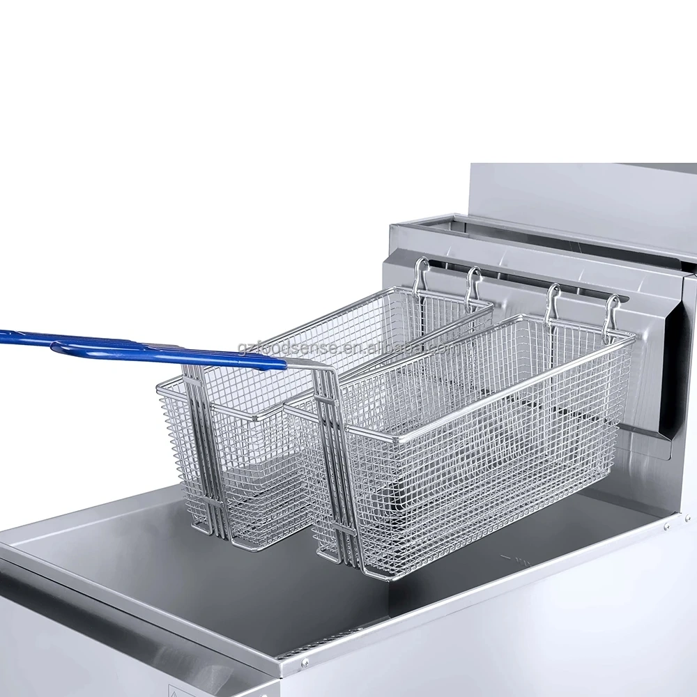 1-Tank 2-Basket Gas Fryer Kitchen Equipment Fry Chip Chicken Snack