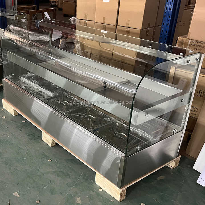 Bain Marie 2 Layers Heating up and Down Glassc food wrammer Display With Lamp