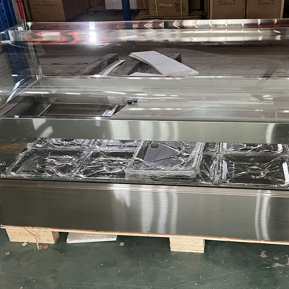 Bain Marie 2 Layers Heating up and Down Glassc food wrammer Display With Lamp