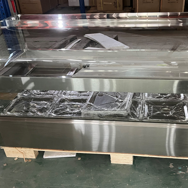 Bain Marie 2 Layers Heating up and Down Glassc food wrammer Display With Lamp