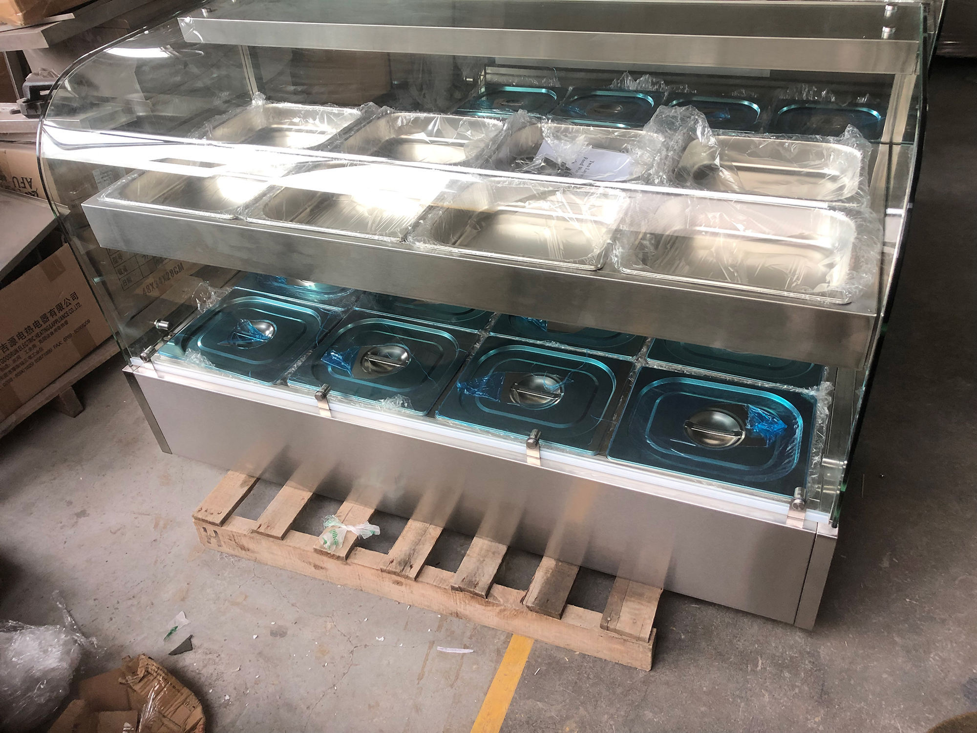 Bain Marie 2 Layers Heating up and Down Glassc food wrammer Display With Lamp