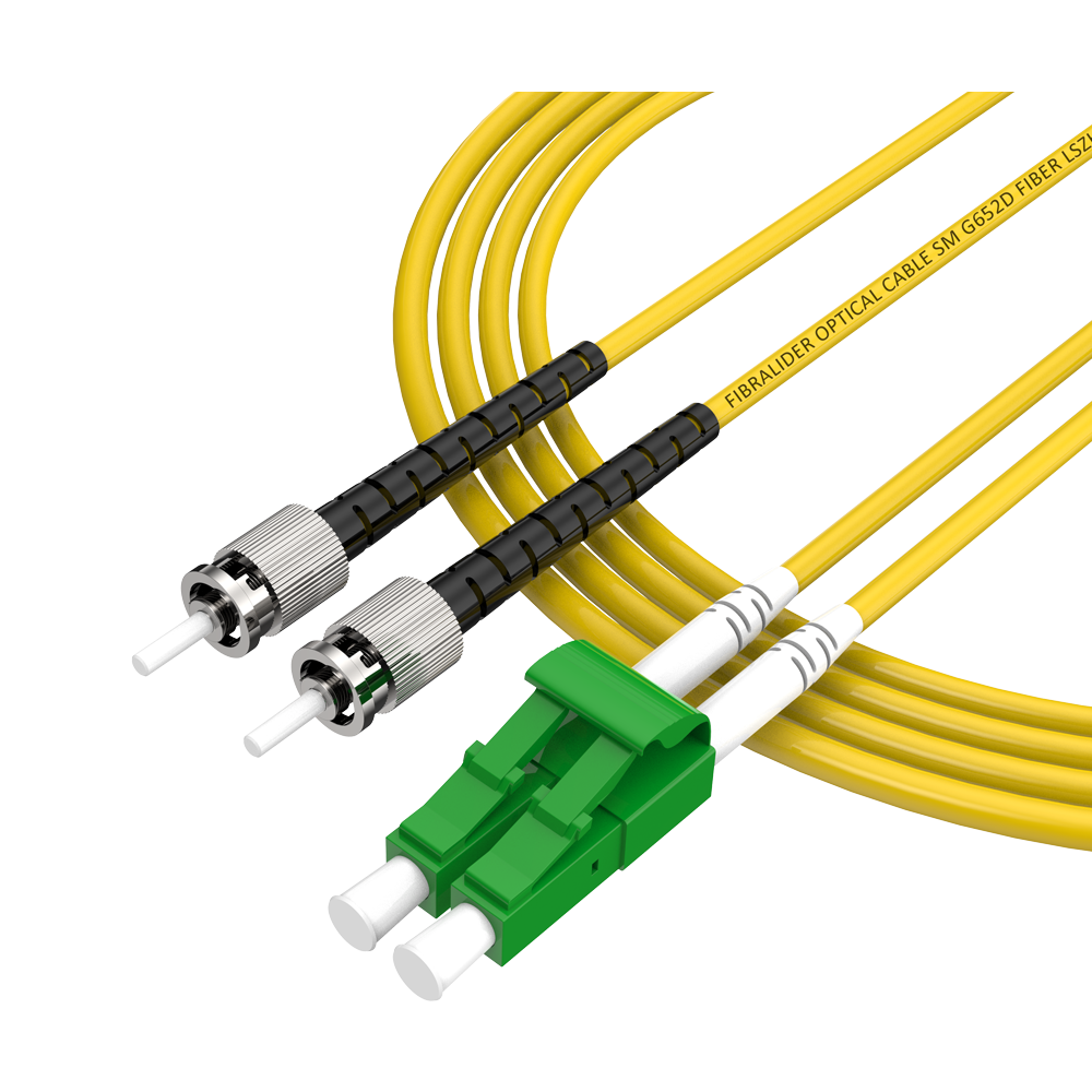 Patchcord de fibra óptica LC/APC-ST/UPC Duplex de modo único G652D/G657A2 Core LSZH SM Cabos de patch cord de fibra óptica