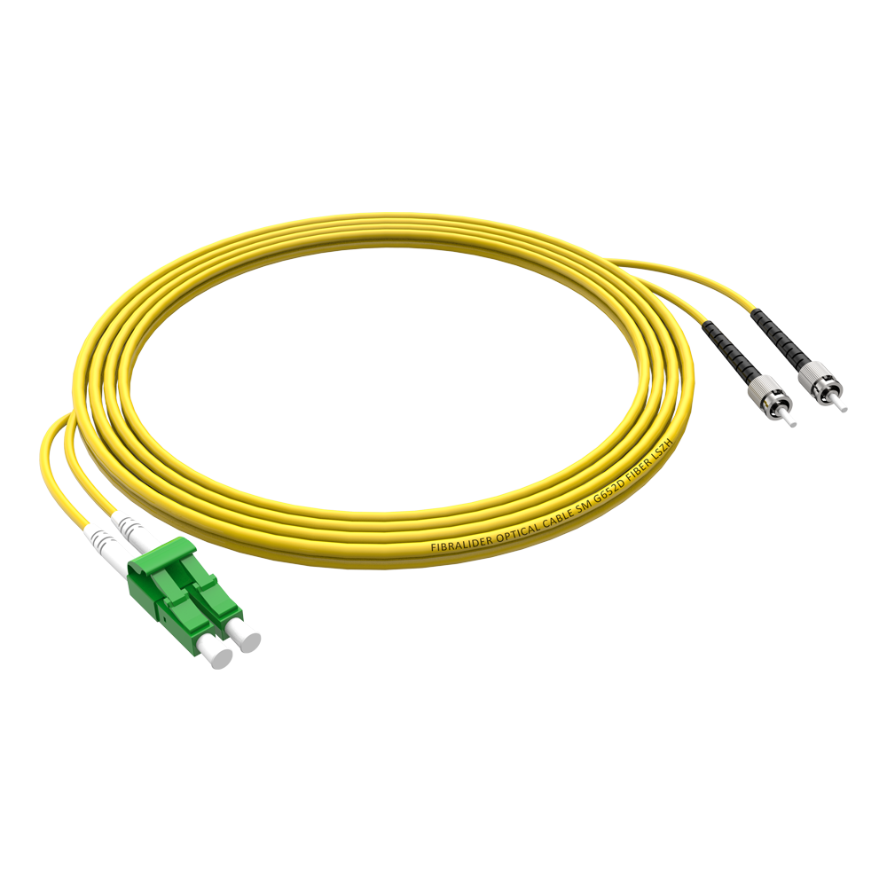 Patchcord de fibra óptica LC/APC-ST/UPC Duplex de modo único G652D/G657A2 Core LSZH SM Cabos de patch cord de fibra óptica