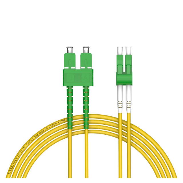 Patchcord de fibra óptica SC/APC-LC/APC Duplex de modo único G652D/G657A2 Core LSZH SM Cabos de patch cord de fibra óptica