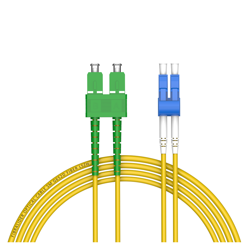 Patchcord de fibra óptica SC/APC-LC/UPC Duplex de modo único G652D/G657A2 Core LSZH SM Cabos de patch cord de fibra óptica