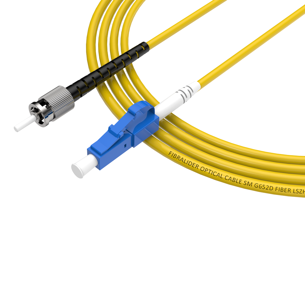 Patchcord de fibra óptica LC/UPC-ST/UPC Simplex de modo único G652D/G657A1 Core LSZH SM Cabos de patch cord de fibra óptica