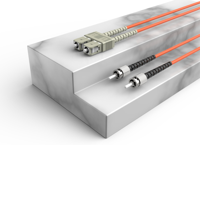 SC/UPC-ST/UPC多模双纤带卡扣OM2低烟无卤光纤跳线