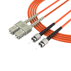 SC/UPC-ST/UPC多模双纤带卡扣OM2低烟无卤光纤跳线