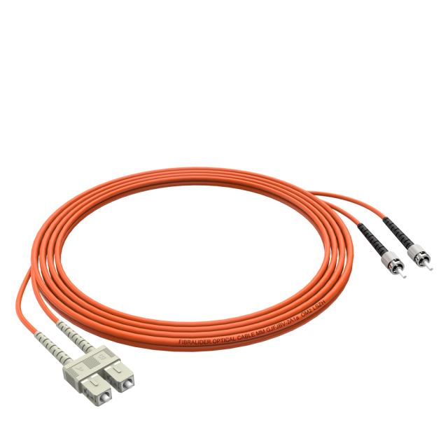 SC/UPC-ST/UPC多模双纤带卡扣OM2低烟无卤光纤跳线