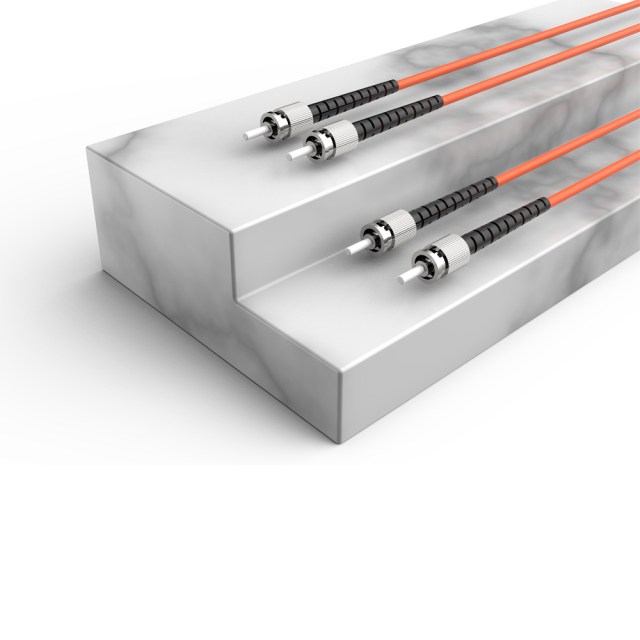 ST/UPC-ST/UPC多模双纤带卡扣OM2低烟无卤光纤跳线