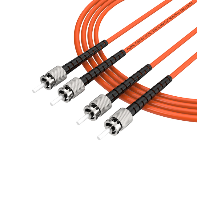 ST/UPC-ST/UPC多模双纤带卡扣OM2低烟无卤光纤跳线