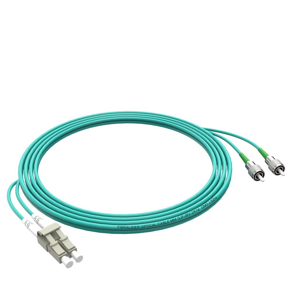 Patchcord de fibra óptica FC/APC-LC/UPC Multimodo Duplex OM3 LSZH MM Cabos de patch cord de fibra óptica