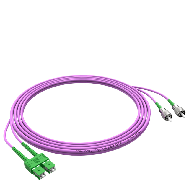 Patchcord de fibra óptica FC/APC-SC/APC Multimodo Duplex OM4 LSZH MM Cabos de patch cord de fibra óptica