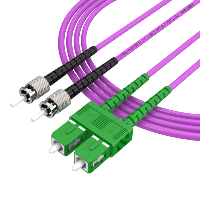 ST/UPC-SC/APC多模双纤带卡扣OM4低烟无卤光纤跳线