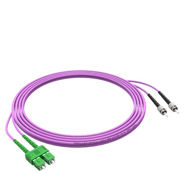 ST/UPC-SC/APC多模双纤带卡扣OM4低烟无卤光纤跳线