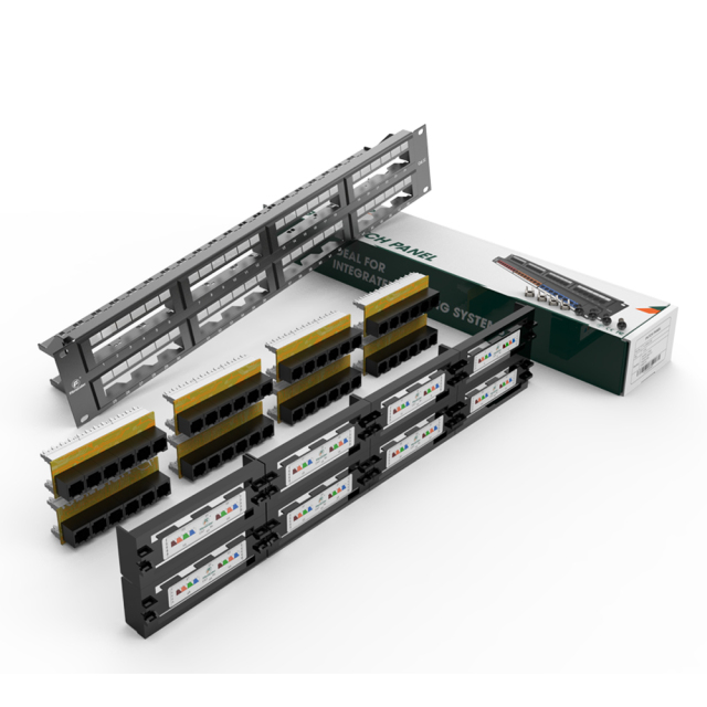 2U Patch Panels 48-Port 19-Inch Rack Mount Cat 5e Integrated Network Patch Panels