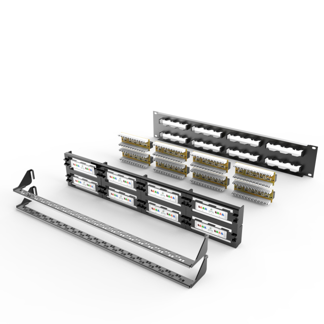 2U Patch Panels 48-Port 19-Inch Rack Mount Cat 5e Integrated Network Patch Panels