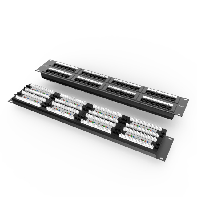 2U Patch Panels 48-Port 19-Inch Rack Mount Cat 5e Integrated Network Patch Panels