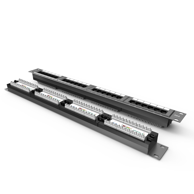 超6类24口110型机架式1U一体网络配线架