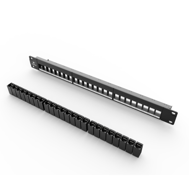Cat5e Modular Network Patch Panels 110-Style Patch Panel 24-Port 1 Rack Mount Cable Management Bar Included