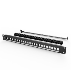 Cat5e Modular Network Patch Panels 110-Style Patch Panel 24-Port 1 Rack Mount Cable Management Bar Included