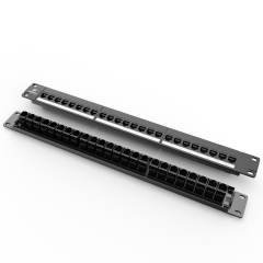 Cat5e Modular Network Patch Panels 110-Style Patch Panel 24-Port 1 Rack Mount Cable Management Bar Included