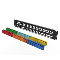 Painéis de patch de rede modulares coloridos Cat5e 48 portas 2 barra de gerenciamento de cabos de montagem em rack incluída