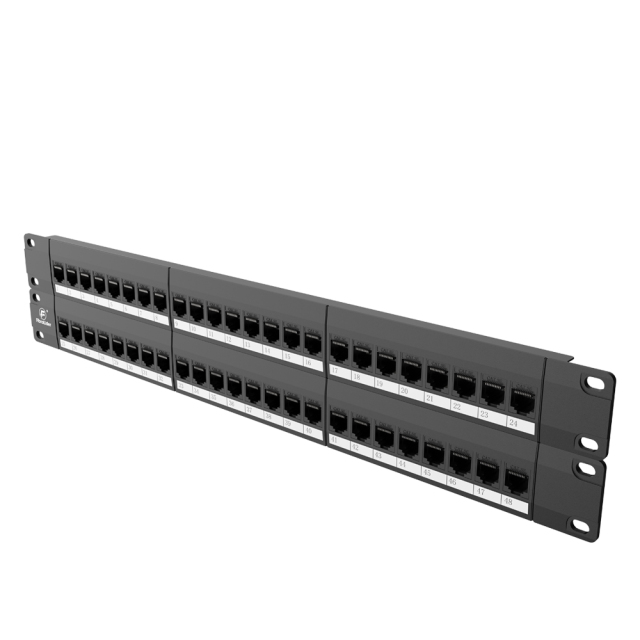Painéis de patch de rede modular Cat5e 48 portas 2 barras de gerenciamento de cabos de montagem em rack incluídas