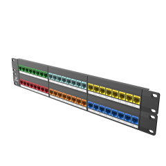 Painéis de patch de rede modulares coloridos Cat5e 48 portas 2 barra de gerenciamento de cabos de montagem em rack incluída