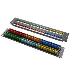 Painéis de patch de rede modulares coloridos Cat5e 48 portas 2 barra de gerenciamento de cabos de montagem em rack incluída