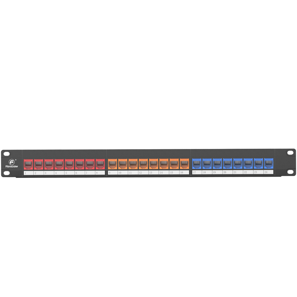 Cat6 Colorful Modular Network Patch Panels 24-Port 1 Rack Mount Cable ...