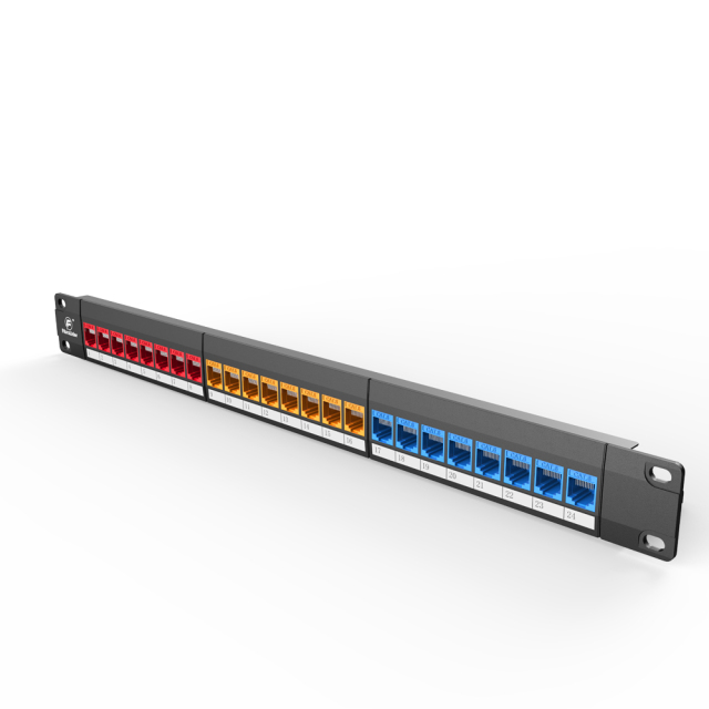 6类彩色24口分体式1U模块式网络配线架